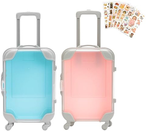 SongBuydn Mini Koffer Geschenkbox, 2 Stück Reisekasse Mit 6 Aufklebern Als Geldgeschenk Für Urlaub, 7.5 X 3.5 X 12.5 cm Reisegutschein Geschenk Verpackung, See Blau Und Rosa
