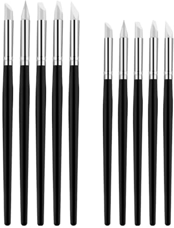 YIPFEN 10 pièces pinceaux en silicone, pinceau nail art ongles, kit de pinceau professionnels en caoutchouc, stylo nail art ongle, pinceaux ongles, outil de poterie, pour travaux manuels