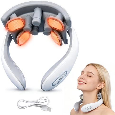 Nackenmassagegerät Kabellos – Tragbarer Körpermassager & Nacken Massager, Tiefenwirksame Vibrationsmassage gegen Verspannungen, Tragbar für Zuhause, Büro & Reisen, Leicht & Wiederaufladbar