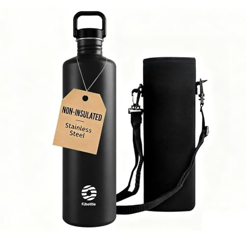 Healter 2 litre Water Bottle Stainless Steel | Single Wall Uninsulated Canteen | Eco Reusable Bottle | Plastic Free and Leakproof Metal Water Bottle for Camping and Outdoor Sports(Black)