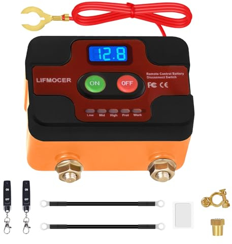 Batterietrennschalter 12V mit Fernbedienung, Autobatterie Kill Switch 240A | mit LED-Spannungsanzeige, Anti-Diebstahl, für Auto, Wohnmobil, Quad, LKW, Boot, Trennschalter, Batterie-Kill-Schalter