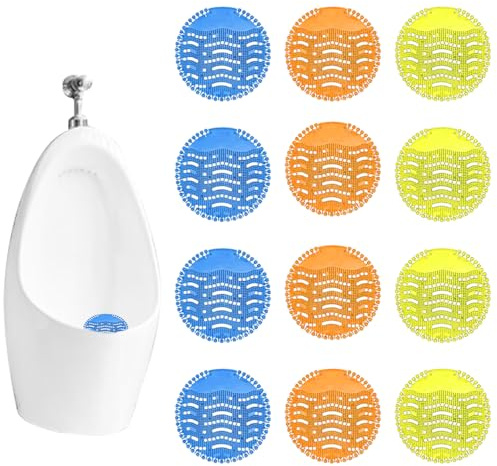 RNPKZ 12PCS Urinal Screen Deodorizer, Anti-Splash Urinal Mats Scented, Urinal Screen Splash Mats, Urinal Splash Guards, Urinal Insert Mat for Men's Toilet, Bathroom (Ocean,Lemon,Tangerine Scents)