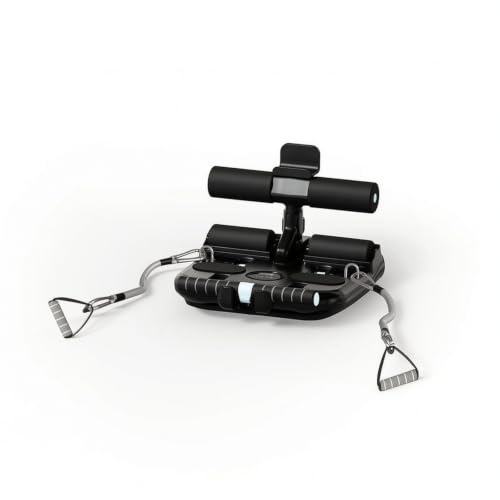 FytStycale Appareil D'ai pour Les Abdominaux avec Support Téléphone Stable Barre Sit-Up avec Ventouses Portable pour Appartement, Array, Noir, Modèle Amélioré avec Corde De Traction