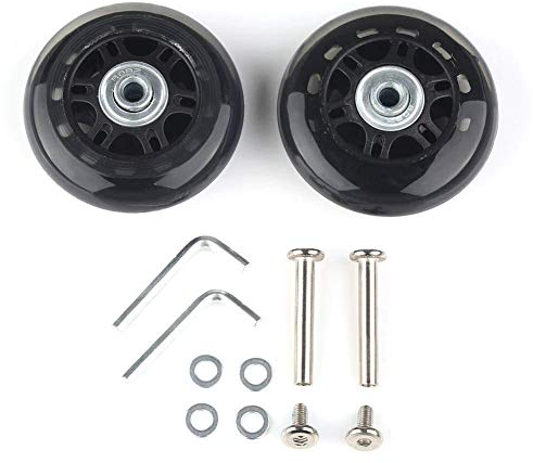 MEJOSER 70x24mm Gepäck Koffer Ersatz Wheels Rad Mute Runde Räder Gummi Koffer Räder Set für Gepäck-Koffer (schwarz 70x24mm Achsen Länge: 40 mm)
