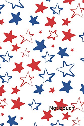 Notizbuch: USA Notizbuch | 6x9 Zoll DIN A5 | 120 Seiten Punktraster | Amerika Notizheft | Sternenmuster Tagebuch | Sterne Notebook | Reisetagebuch