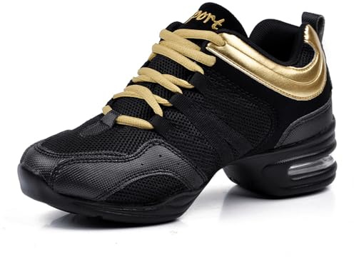 Padgene Scarpe Jazz Donna Scarpe da Ginnastica Lacci Cuscino Traspirante Signore Suole Divise Scarpe da Danza a Camminare Sportive