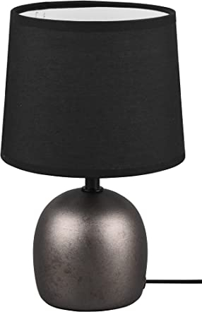 Reality Leuchten Tischleuchte Malu R50802667, Fuß Keramik schwarz, Stoffschirm schwarz, exklusiv 1x E14
