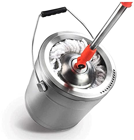 BKWJ Spazzoloni e secchi per Il Pavimento a Secco, Spin Mop e la Benna, ruotando Frettazzo per Pulizia del Pavimento con 2 Microfibra Mop Heads
