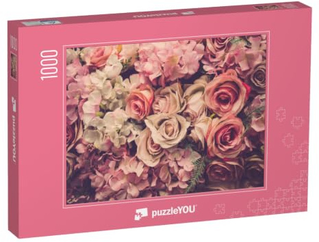 puzzleYOU: Puzzle 1000 Teile „Rosa Rosen“ – aus der Puzzle-Kollektion Flora, Rosen, Blumen, Blumen & Pflanzen