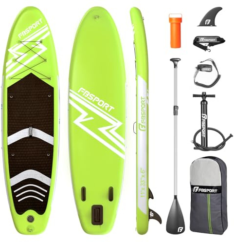 FBSPORT Tavola da SUP Gonfiabile SUP, Stand Up Paddling Board, Stand Up Paddle Board Gonfiabile per Stand Up Paddling 15CM Spessore, Surf con Alluminio Regolabile SUP Paddle + Pompa(FruitGreen)