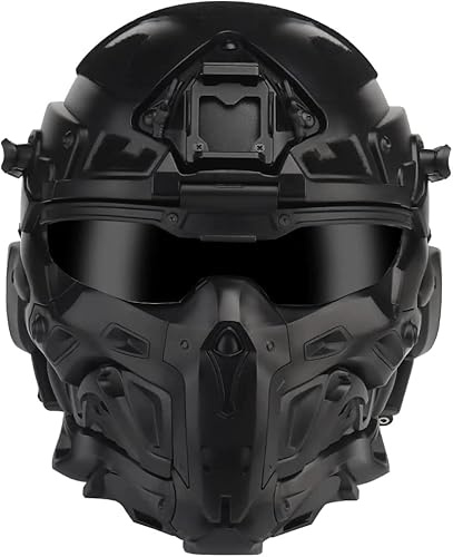 2022 Neuer einteiliger Airsoft-Vollgesichtsmasken-Taktik-Militärhelm Mit Integriertem Taktischem Headset-Anti-Fog-Lüfter Und Sonnenschutz-Schiebebrille