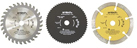 Amtech V5010 3 Piece 85mm Mini Circular Saw Blade Set, Cuts Wood, Plastic, Concrete, Masonry & Tiles, Universal 10mm Bore Size