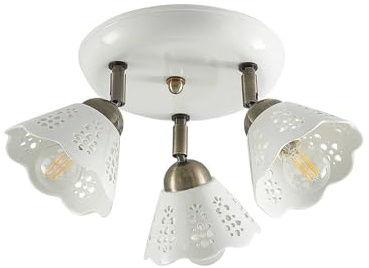 Lindby Strahler Efgenia (Landhaus, Vintage Rustikal) in Weiß aus Keramik (3 flammig E14) - Deckenlampe Deckenleuchte Lampe Spot Wohnzimmerleuchte