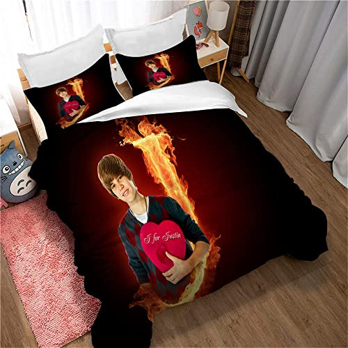 Justin Bieber Singer Bettwäsche-Set Aus ägyptischer Baumwolle, Bettbezug-Set, Weiches Queen-Size-Bettlaken, Bettbezug (Bild 01,135 x 200 cm)