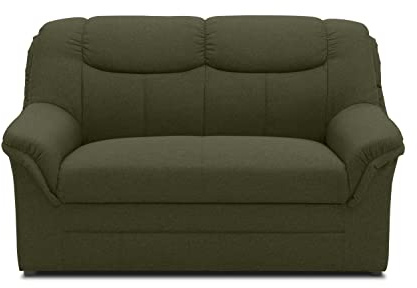 DOMO. collection Sofa Berlin, klassisches Design, Grün | 2 Sitzer mit Federkern für hohen Sitzkomfort im klassischen Design, 143 x 90 x 89 cm (BxTxH)