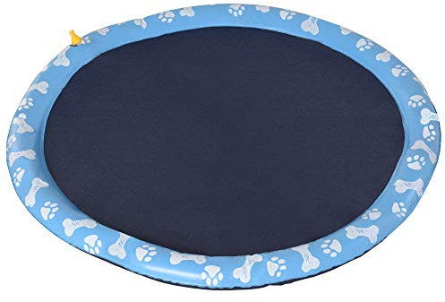 PawHut 150 cm Splash Sprinkler Pad für Hunde Spritz Wasserspiel Matte Wassersprinkler Anti-Rutsch Outdoor Kunststoff Blau