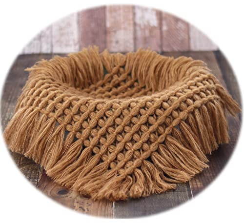 Ederafoto Newborn Photography Layer Props Baby Photoshoots Blanket Photo Posing Rug Basket Filler Stuffer Macrame (Light Coffee)