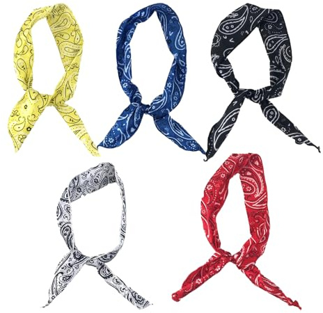 5 Stück Haarreif mit Schleife Vintage,Boho Bogen Bandana Knoten,Draht Retro Stirnband,Damen Sommer Breite Haarbänder,für Damen(5 Farben)