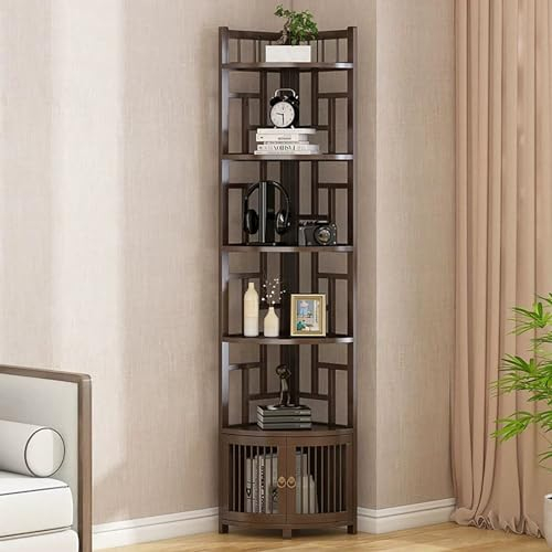 Retro Massivholz Eckschrank Barschrank - Freistehendes Eckregal mit Schrank für Schlafzimmer, Wohnzimmer, Küche & Bad Dekor - Vielseitige Aufbewahrung Display Rack