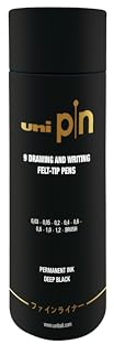 uni-ball PIN Filzstift Fineliner, Schwarz - Wasser- und lichtbeständige Tinte - ideal für Architekten, Skizzen, Scrapbooking, Outlines, Journaling, Kunst, technisches Zeichnen, Archivqualität,
