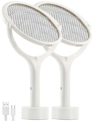 2-Pack Rotierender Kopf Wiederaufladbar Elektrische Fliegenklatsche Elektrisch Fliegenfalle Mückenfalle Fruchtfliegenfalle Insektenvernichter Fliegenfänger