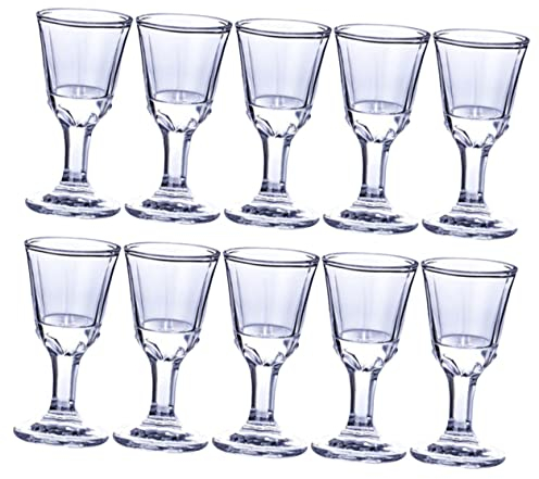 OUNONA 10ml Glas Schnapsbecher 10 Stück Vintage Stil Transparente Likörgläser für Partys und Haushaltsgebrauch mit Auffälligem Design