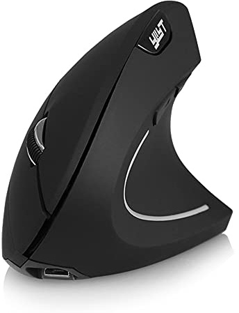 Jemora 2.4G Wireless Rechargeable Vertical Mouse Ergonomic Upright Mouse Optical Mouse 3 Adjustable DPI Levels/Plug&Play Black