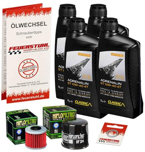 Öl & Ölfilter für Honda NC 700 S DCT, 2012-2013 (RC61), Ölwechsel Set, Classic 10W-40 Motoröl + HiFlo Filter + Dichtring(e)