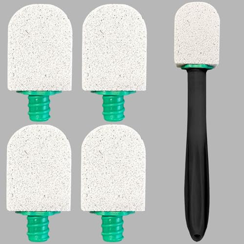 Confezione da 5 Pietra Pomice per WC Ceramica, con 1 manico, spazzola per la pulizia in pietra pomice, per bagno, bagno, bagno, cucina, piscina, macchie profonde (1, manico nero)