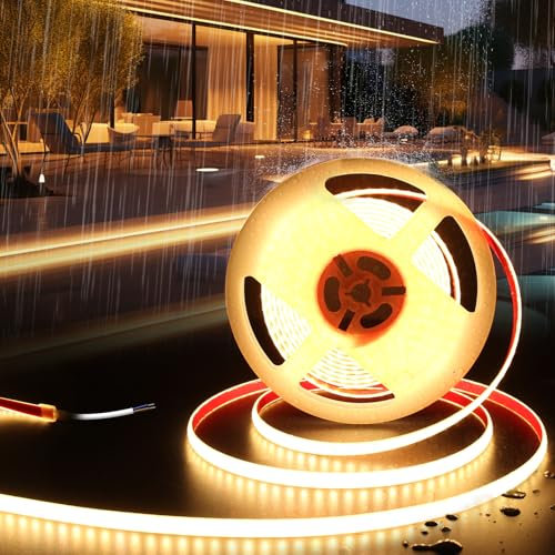 KSIBNW Striscia LED 24V, 5 Metri Strisce Led Impermeabile IP68 Silicone Tubo LED Bianco Caldo 3000K 120LED/m Luminosità Luce Nastro Luminoso Larghezza 9mm Nastri Esterno Interno(Senza Alimentatore)