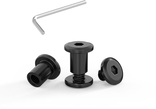 ORTAVA 20 Stück Verbindungsschrauben M4 x 12mm, Möbelschrauben, Hülsenmutter M4, Hülsenschrauben, Edelstahl A2 V2A, Schwarzes Oxid, Schrankverbinder mit Innensechskantschlüsseln