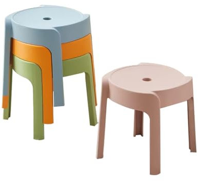 Eqvexd 4er-Pack stapelbare Hocker leichte Kunststoffhocker für zu Hause kompakter und Leichter Hocker für Wohnzimmer Badezimmer Balkon Schlafzimmer wasserdichter Hocker für drinnen und draußen