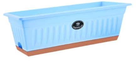MagiDeal Jardinière rectangulaire pour fenêtre, Potager, 50 x 19 x 16 cm, avec Trous de Drainage, pour Jardin, Porche, Multi-usages, Bleu