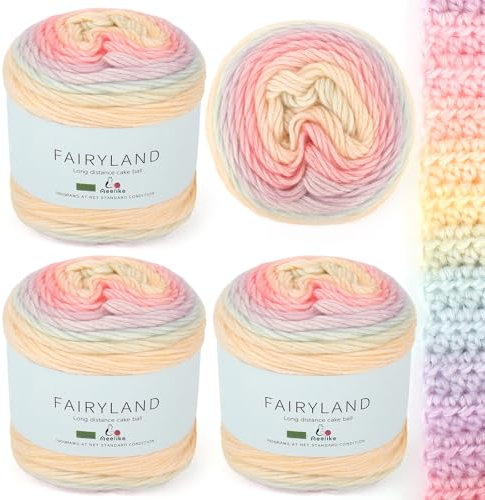 Aeelike 400g Air Wolle mit Farbverlauf, Ombré Acryl Wolle Macaron