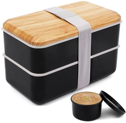 Bixury Fiambrera Bento Lunch Box, 1400ml Fiambrera Para Adultos, Lunch Box Sin BPA Hermetica fugas, Lonchera Japonés, Recipiente para alimentos con compartimentos y juego de cubiertos