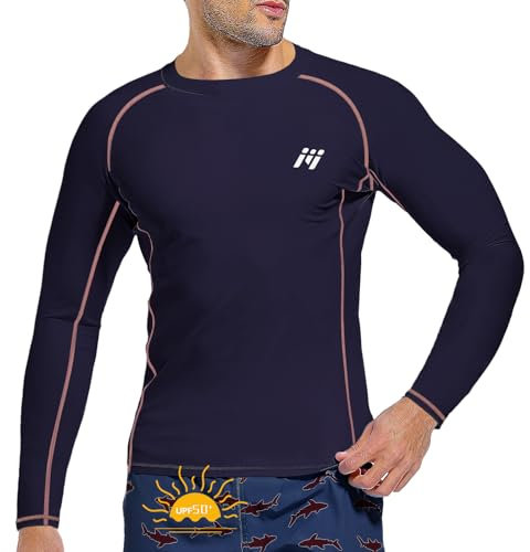 MEETWEE Maglietta da Uomo Rash Guard Rash Vest da Uomo a Maniche Lunghe,Protezione UV UPF 50+,ad Asciugatura Rapida,per Nuoto,Surf,Sport Acquatici