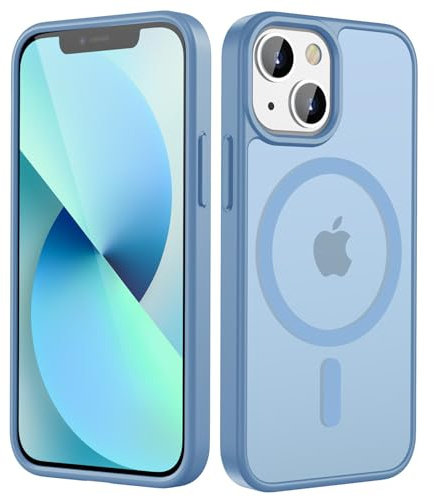 HGH Magnetiskt fodral för iPhone 13 Mini 5,4 tum kompatibelt med MagSafe, genomskinlig matt baksida, tunn, stötsäkert mobiltelefonfodral för iPhone 13 Mini (babyblå)