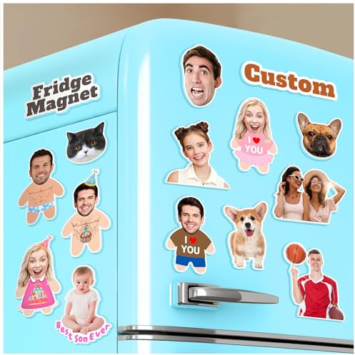 Personalisierte Fotomagnete für den Kühlschrank, LucBuy Einzigartiger Individueller Kühlschrankmagnet aus Acryl, Lustiges Gesicht als Deko-Souvenir für Spind, Zuhause, Büro und Küche