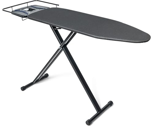 Duwee Tabla de Planchar Extragrande con Gran Soporte para Plancha de Vapor, Cubierta metálica Resistente al Calor con Acolchado Grueso de Doble Capa, Altura Ajustable, 122 x 43 cm，Negro