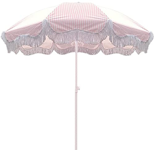 Rayures Blanc Rose avec Parasol de Plage inclinable à Gland
