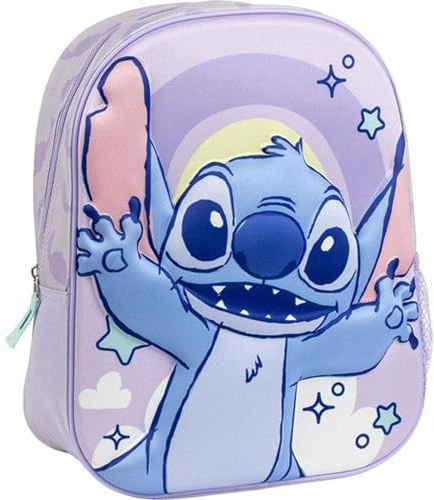 Sac à dos Disney Stitch original pour enfants, motif violet et arc-en-ciel | Sac à dos Stitch pour enfants d'âge préscolaire, léger et résistant, pour filles et garçons