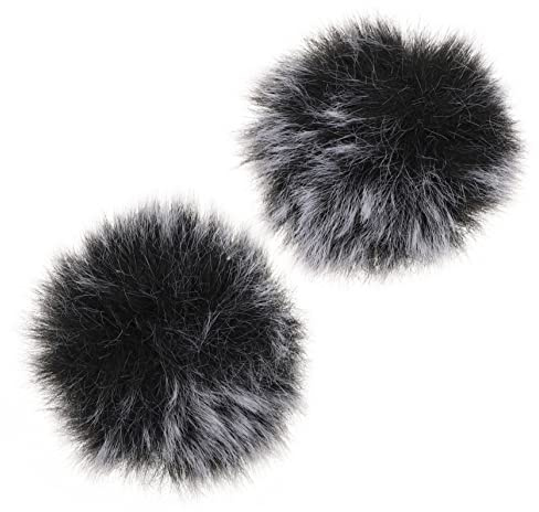 Gatuida 2Pcs Black Imitation Plush Microphone Windshield Cover for Lavalier and Handheld Mics – Noise Reduction Windproof Mic Protector for Stage Recording and Live Streaming