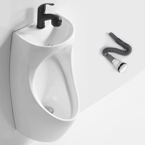 YUGXTH Orinatoio da parete in ceramica per gli uomini, orinatoio con lavabo e rubinetto estraibile, WC a prova di spruzzi per bar e aeroporti (Wall Row)