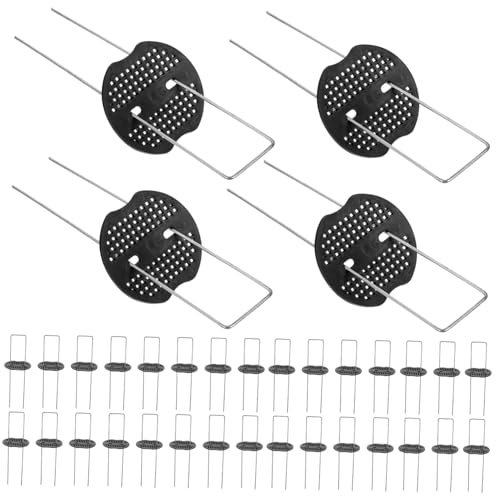 DECOMELODY Estacas Hierro con Arandelas Plásticas Reforzadas para Jardín Clavos para Asegurar Malla Antihierbas Césped Artificial y Huertos Puntas Afiladas para Fácil Instalación y Fijación