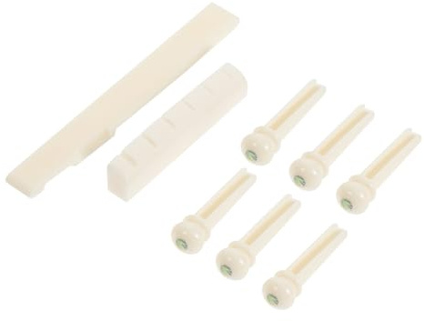 EPIGEIST Folk Guitar Bridge Pins aus Rinderknochen mit Sattel und Steg Robustes Ersatzteil für Akustikgitarre Inklusive Pins und Nut für Verbesserten Klang und Einfache Installation