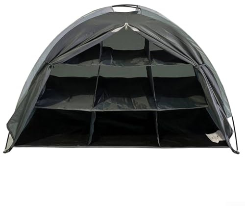 Besttoolifes Cassettiera pieghevole da campeggio con 9 ripiani, organizer per vestiti, robusto, in tessuto Oxford 210D, con organizer per scarpe da campeggio in fibra di vetro, con organizer (marrone)