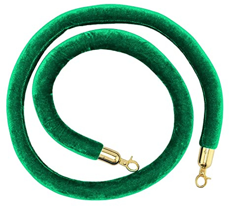 Stanchion Rope/Crowd Control Ropes, Hängande VIP-köbarriärrep, med krokar, for festbiografer/(Green,2M/79Inch/6.6Ft)