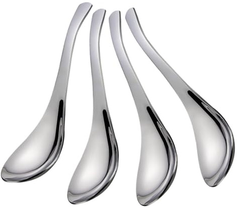 LALADEFIEE 4 pièces Lot de Cuillères Inox Soupes et Céréales Petit Modèle Léger pour Garçon Fille Service de Table