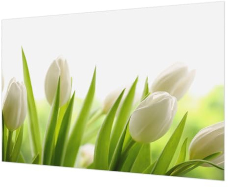 Carta da Parati Fliselina 250x104cm per Soggiorno e Camera da letto Montaggio Murale Decorazione da Muro Stampa di Alta Qualità Colla Inclusa Facile da Pulire - Tulipani bianchi
