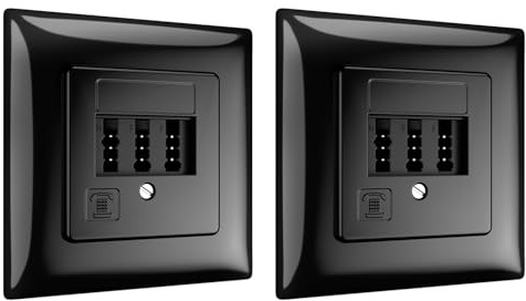 deleyCON 2 stycken telefonuttag infälld TAE NF/F kopplingsdosa NFF 2 x telefonanslutning 1 x fjärrkontor fax telefonsvarare modem NTBA DSL-splitter svart